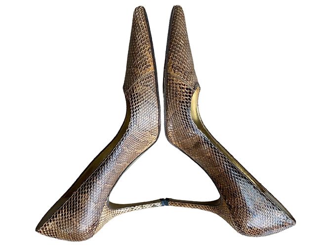 Dolce & Gabbana Pumps aus braunem Pythonleder mit spitzer Kappe - Ansicht 8