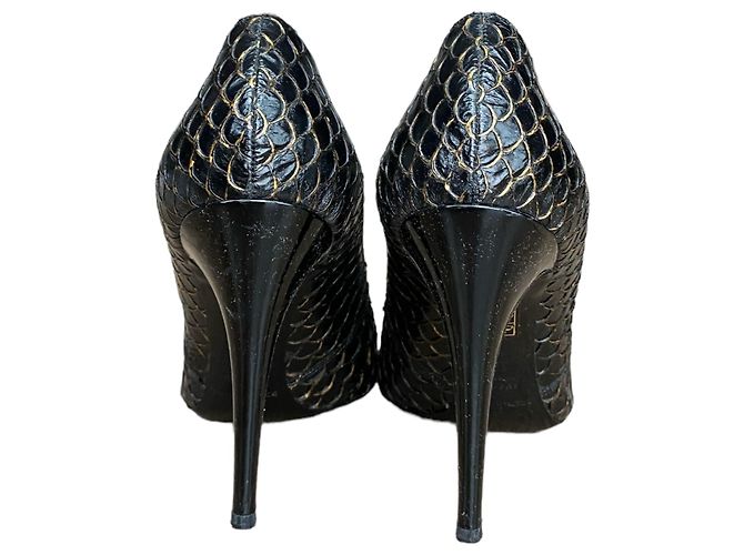 Dolce & Gabbana Black Python Leather Bow Pumps - view 9