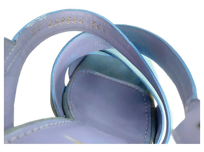 Sandali con zeppa Yves Saint Laurent Lauren in camoscio blu - vista 8