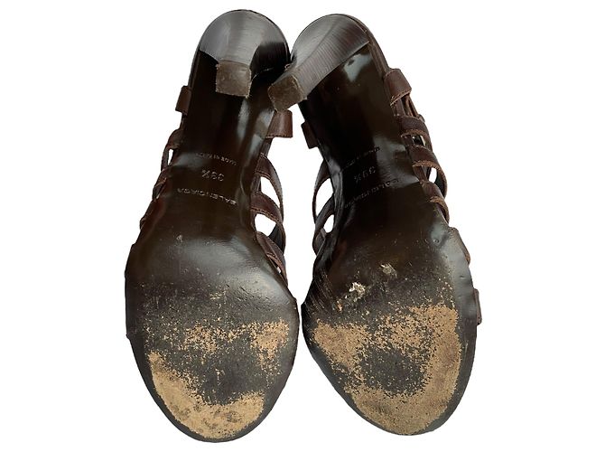 Sandali gladiatore Balenciaga in pelle marrone scuro - vista 12