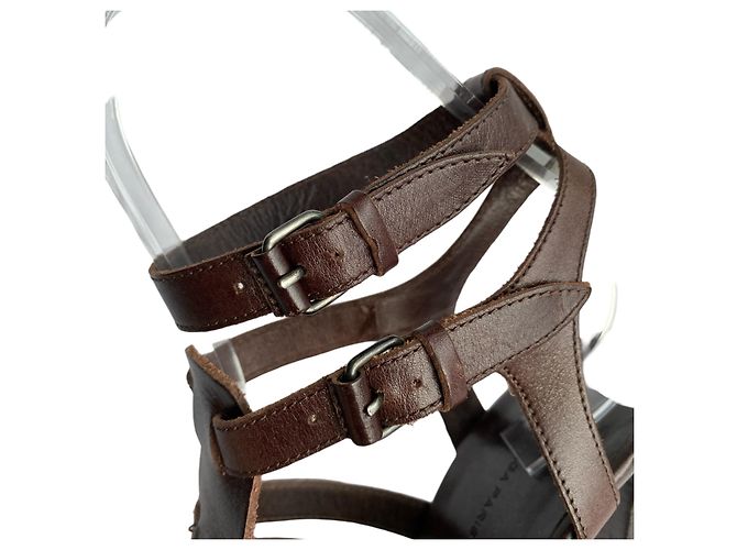 Sandali gladiatore Balenciaga in pelle marrone scuro - vista 6