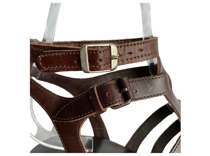 Sandali gladiatore Balenciaga in pelle marrone scuro - vista 7