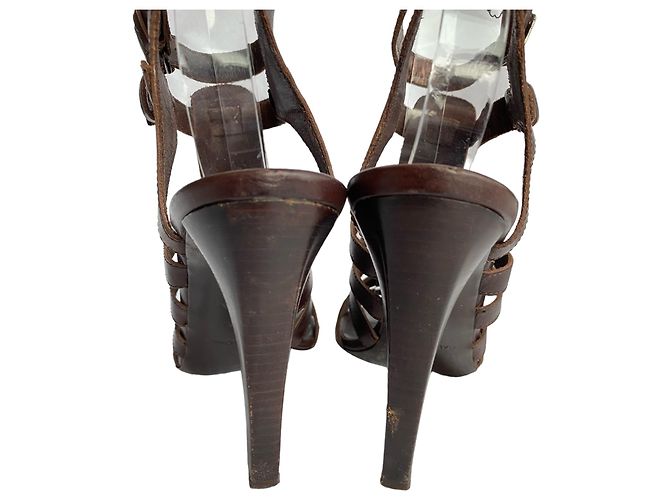 Sandali gladiatore Balenciaga in pelle marrone scuro - vista 9