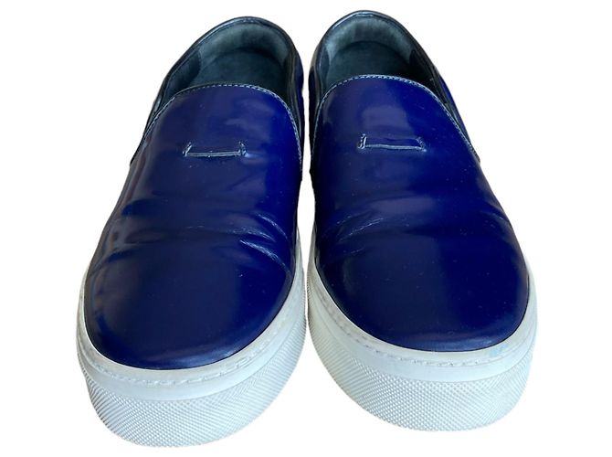 Sneakers slip on Céline in pelle verniciata blu navy - vista 2