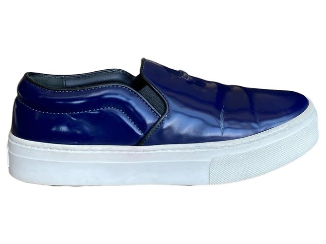 Sneakers slip on Céline in pelle verniciata blu navy - vista 5
