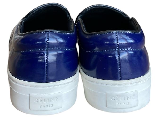 Sneakers slip on Céline in pelle verniciata blu navy - vista 7