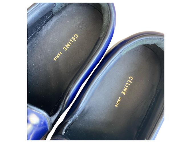 Sneakers slip on Céline in pelle verniciata blu navy - vista 9