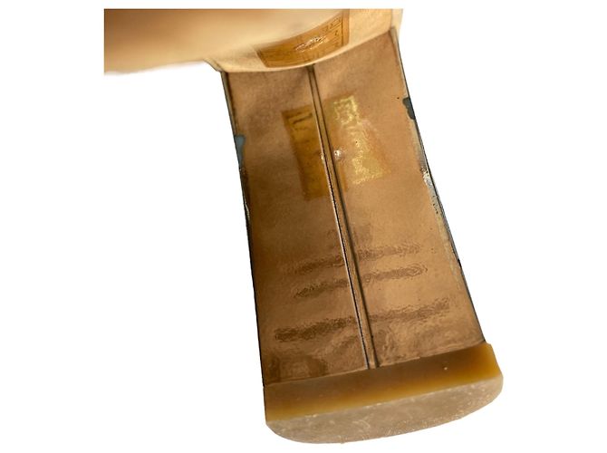 Dolce & Gabbana Sandali T-Strap con Tacco a Blocco Avorio Argento Pelle Lucida Crudo - vista 8
