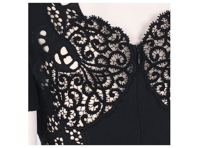 Stella Mc Cartney Stella McCartney Black Intricate Lace Detailed Puddle Train Gown Dress - view 10