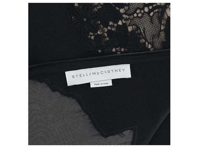 Stella Mc Cartney Stella McCartney Black Intricate Lace Detailed Puddle Train Gown Dress - view 12