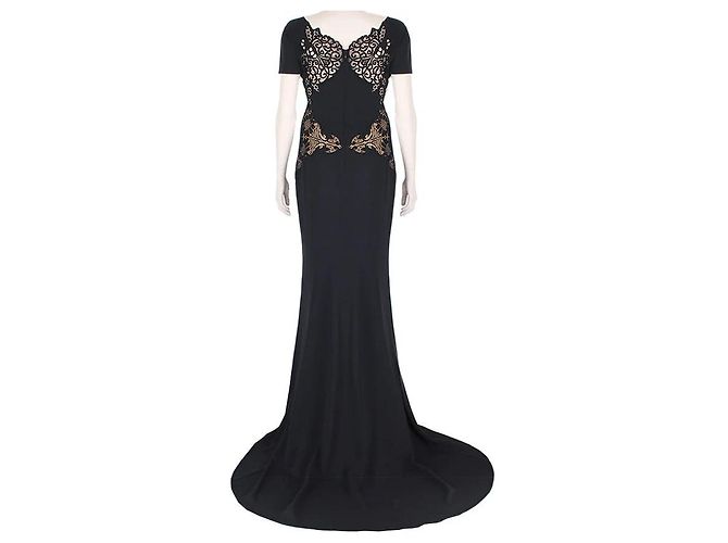 Stella Mc Cartney Stella McCartney Black Intricate Lace Detailed Puddle Train Gown Dress - view 5