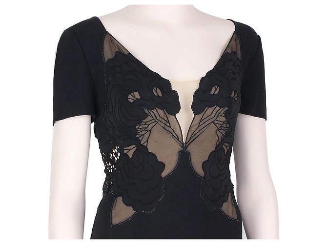 Stella Mc Cartney Stella McCartney Black Intricate Lace Detailed Puddle Train Gown Dress - view 6