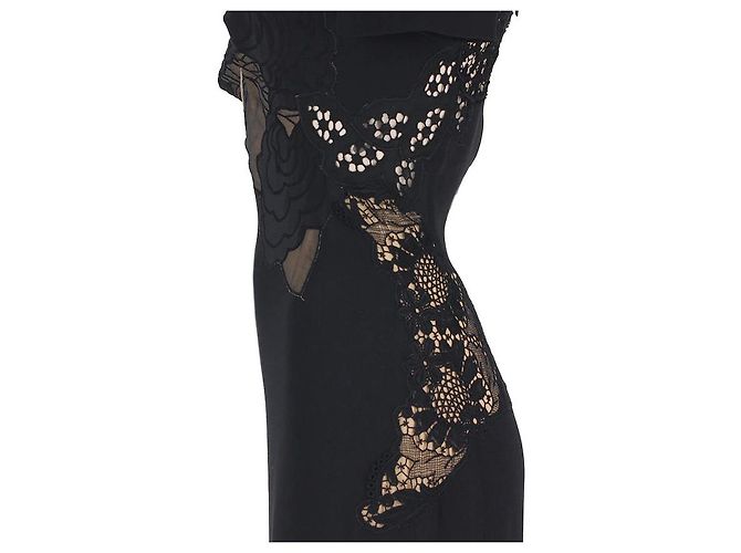 Stella Mc Cartney Stella McCartney Black Intricate Lace Detailed Puddle Train Gown Dress - view 8