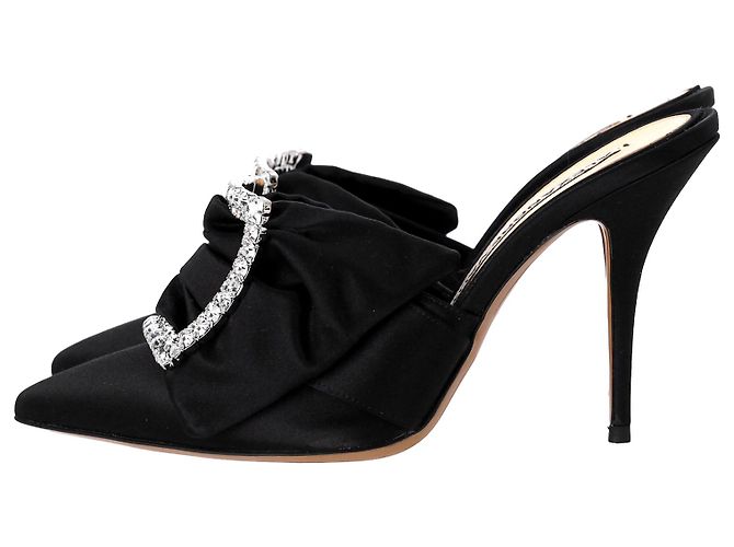 Alexandre Vauthier Lola verzierte Pantoletten aus schwarzem Satin - Ansicht 2