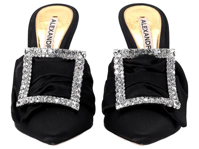 Alexandre Vauthier Lola verzierte Pantoletten aus schwarzem Satin - Ansicht 3