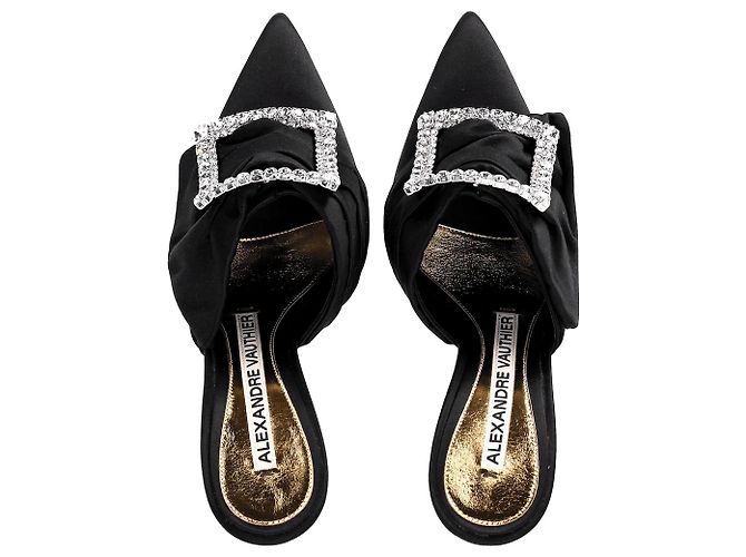 Alexandre Vauthier Lola verzierte Pantoletten aus schwarzem Satin - Ansicht 5