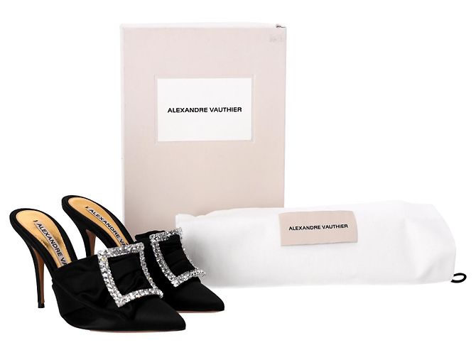 Alexandre Vauthier Lola verzierte Pantoletten aus schwarzem Satin - Ansicht 8