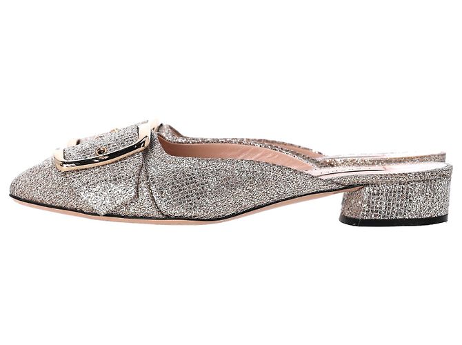 Mules Casadei Alexa con tacco basso in glitter oro - vista 2