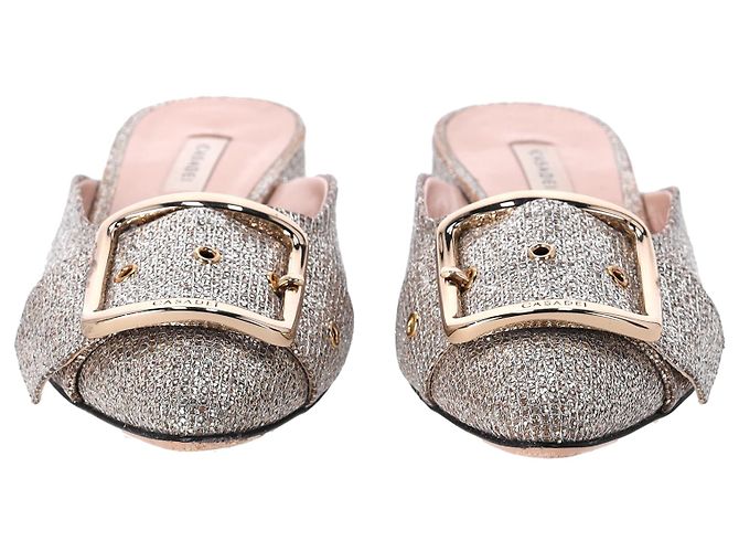 Mules Casadei Alexa con tacco basso in glitter oro - vista 3
