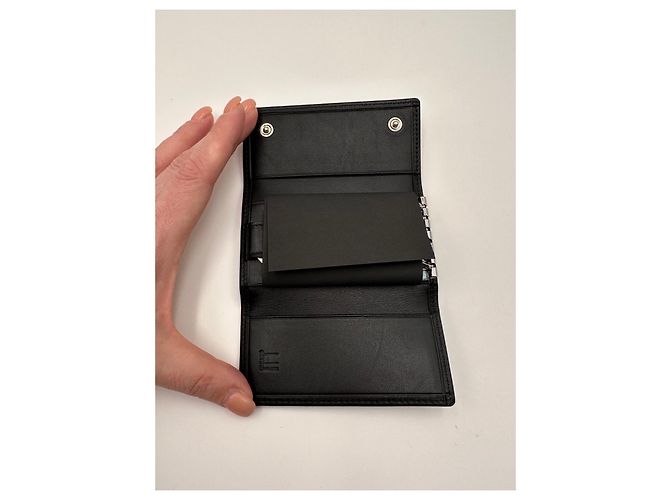 Alfred Dunhill Portachiavi Dunhill pelle nera liscia - vista 5
