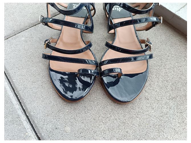 Sandali Laurence Dacade in pelle vernice blu navy - vista 2