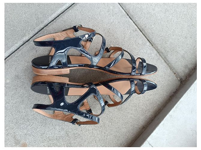 Sandali Laurence Dacade in pelle vernice blu navy - vista 3