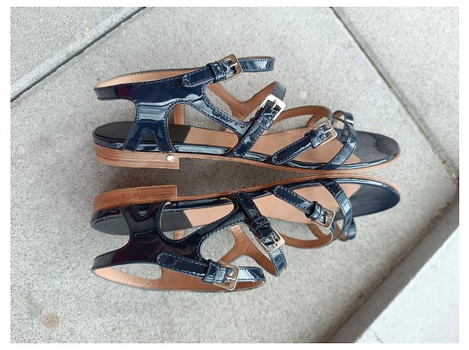 Sandali Laurence Dacade in pelle vernice blu navy - vista 5