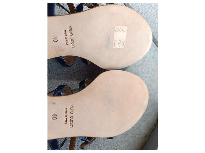 Sandali Laurence Dacade in pelle vernice blu navy - vista 7