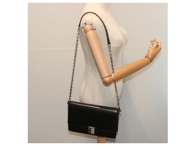 GIVENCHY Bolso de hombro con cadena Cuero Negro Auth am5976 - vista 21