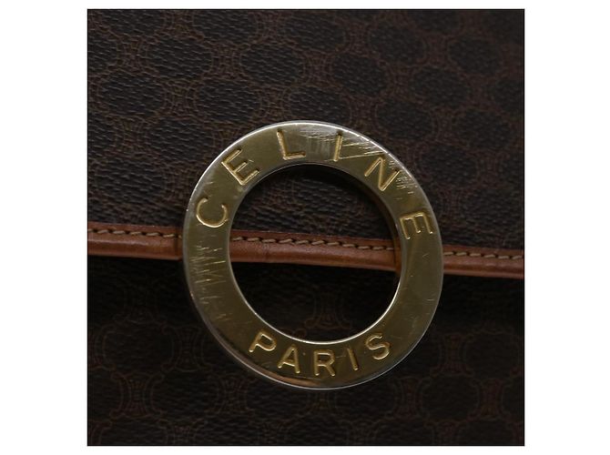 Céline CELINE Borsa a tracolla in tela macadam PVC marrone Auth 68999 - vista 14