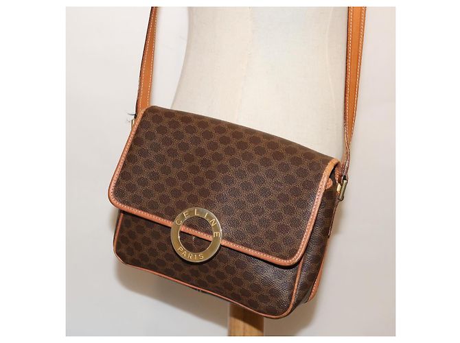 Céline CELINE Borsa a tracolla in tela macadam PVC marrone Auth 68999 - vista 20