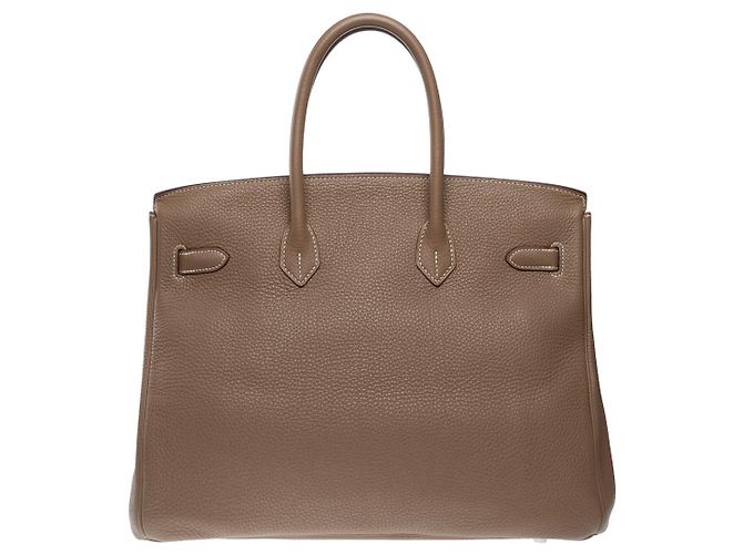 Hermès Sac HERMES Birkin 35 en Cuir Étoupe - 101789 Taupe - vue 4