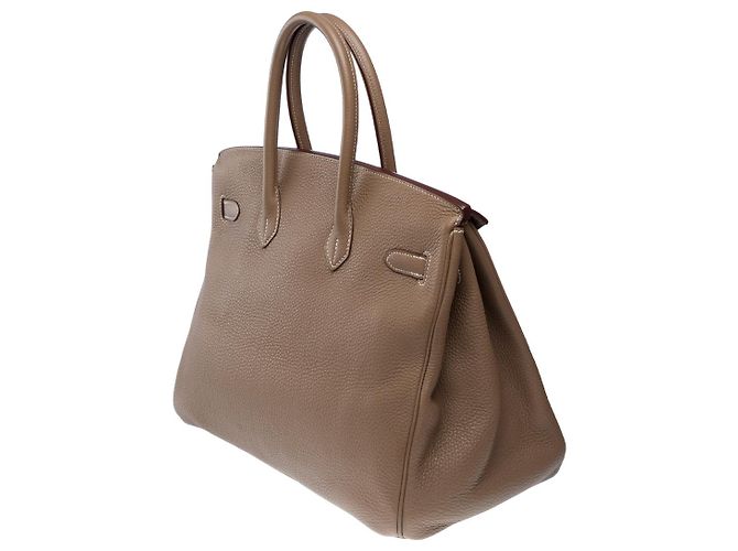 Hermès Sac HERMES Birkin 35 en Cuir Étoupe - 101789 Taupe - vue 6