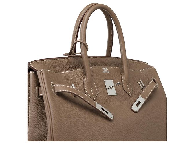 Hermès Sac HERMES Birkin 35 en Cuir Étoupe - 101789 Taupe - vue 7