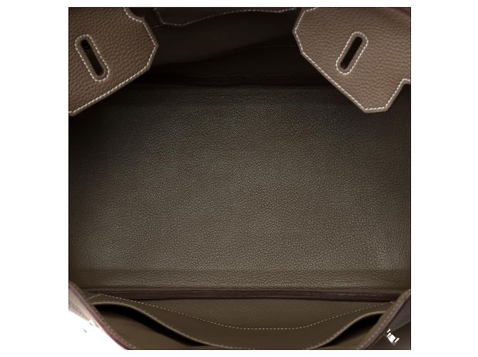 Hermès Sac HERMES Birkin 35 en Cuir Étoupe - 101789 Taupe - vue 9
