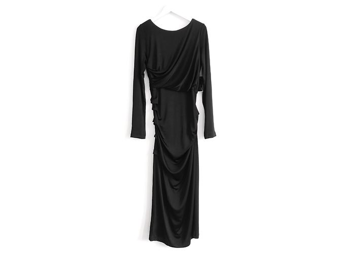 Vestido negro de jersey drapeado de Dries Van Noten. - vista 3