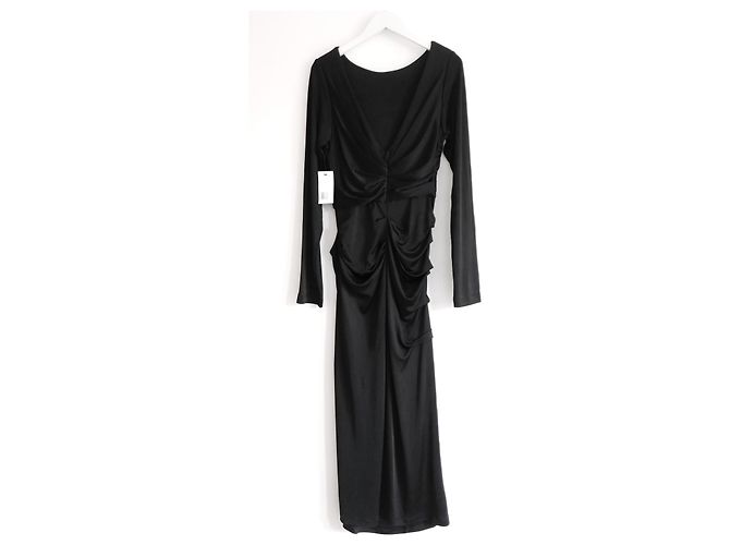 Vestido negro de jersey drapeado de Dries Van Noten. - vista 6