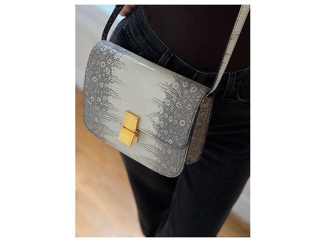 Céline Celine Lizard Medium Classic Box Bag Beige - vue 2