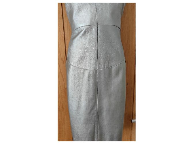 Chanel Lederkleid Silber 1999 Runway - Ansicht 3