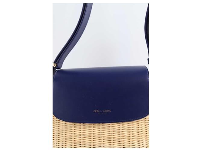Borsa a tracolla Armani in vimini blu - vista 2
