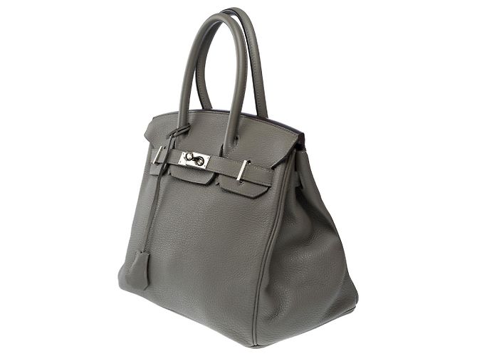 Hermès Sac HERMES Birkin 30 en Cuir Gris - 101813 - vue 5