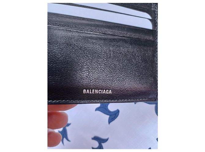 Balenciaga Monogramm Canvas Geldbörse Schwarz Weiß - Ansicht 10