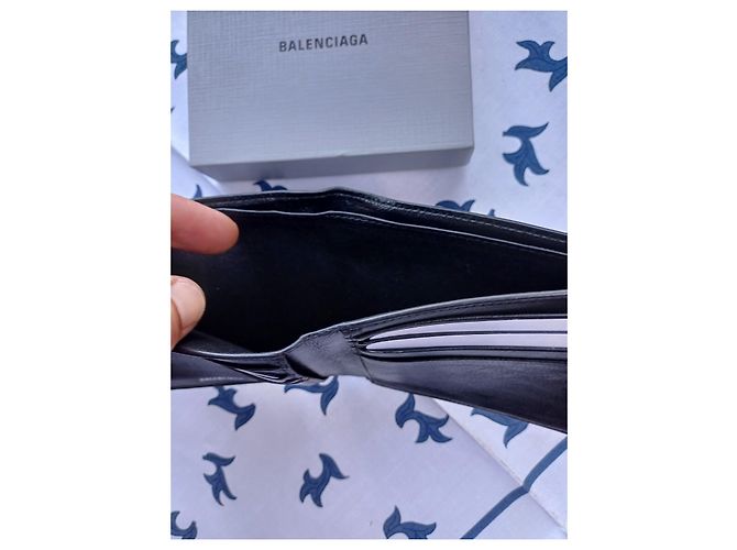 Balenciaga Monogramm Canvas Geldbörse Schwarz Weiß - Ansicht 11