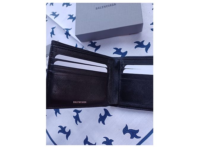 Balenciaga Monogramm Canvas Geldbörse Schwarz Weiß - Ansicht 13
