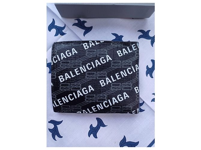 Balenciaga Monogramm Canvas Geldbörse Schwarz Weiß - Ansicht 15