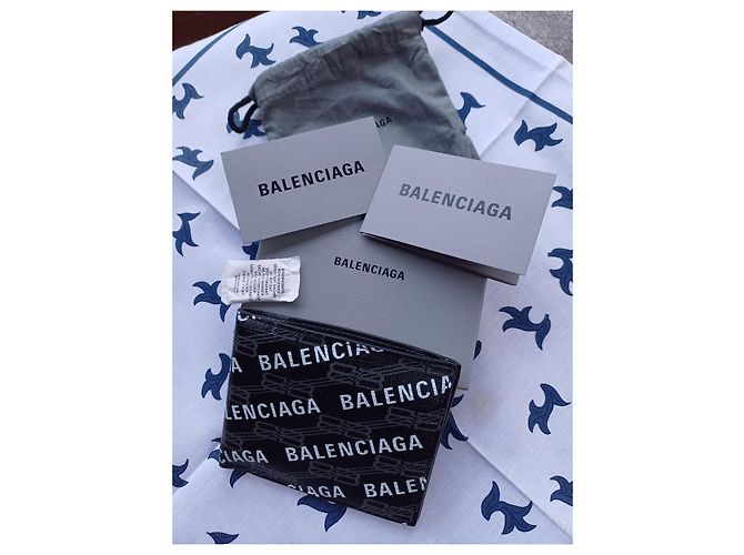 Balenciaga Monogramm Canvas Geldbörse Schwarz Weiß - Ansicht 17