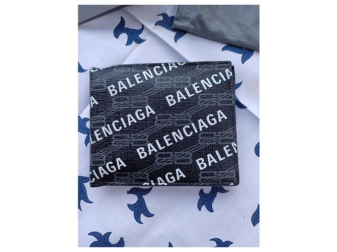 Balenciaga Monogramm Canvas Geldbörse Schwarz Weiß - Ansicht 3