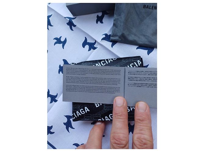 Balenciaga Monogramm Canvas Geldbörse Schwarz Weiß - Ansicht 6