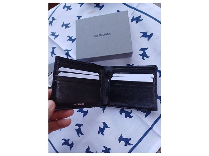 Balenciaga Monogramm Canvas Geldbörse Schwarz Weiß - Ansicht 9