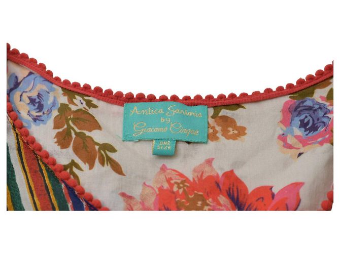 Autre Marque Antica Sartoria Tunica con Ricami Floreali e Pom Pom - vista 4